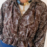 High Neck Waist Tie Jacket - Brown
