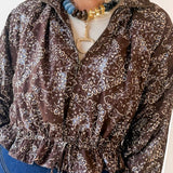 High Neck Waist Tie Jacket - Brown