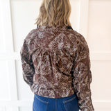 High Neck Waist Tie Jacket - Brown