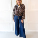 High Neck Waist Tie Jacket - Brown