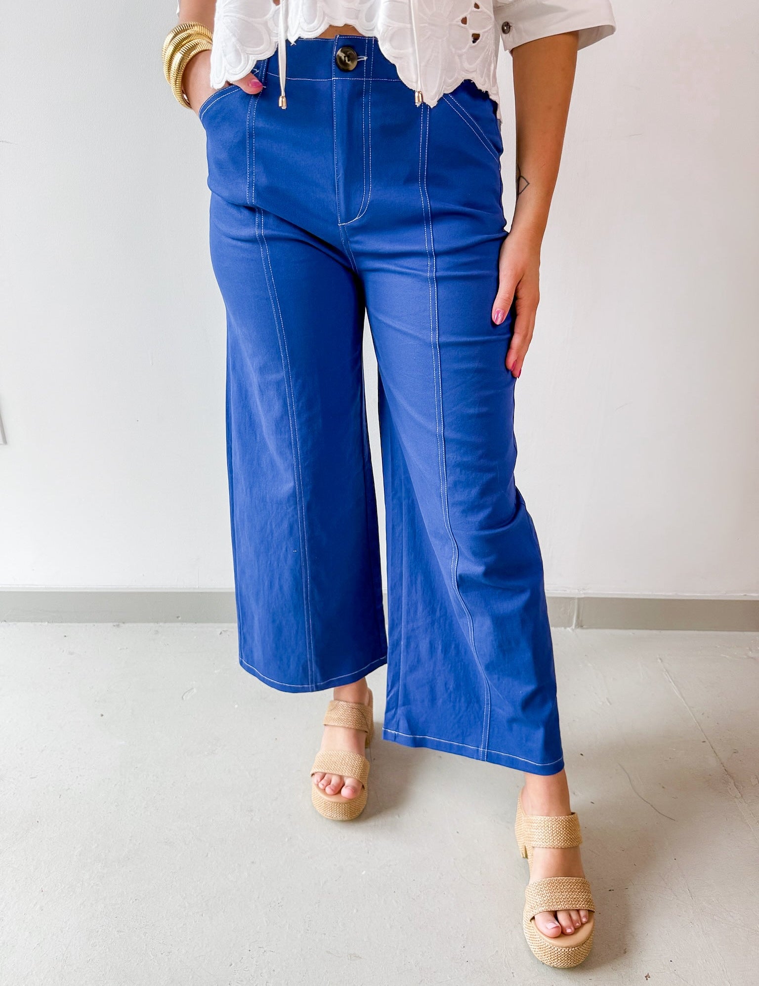 High Rise Seamed Crop Pants