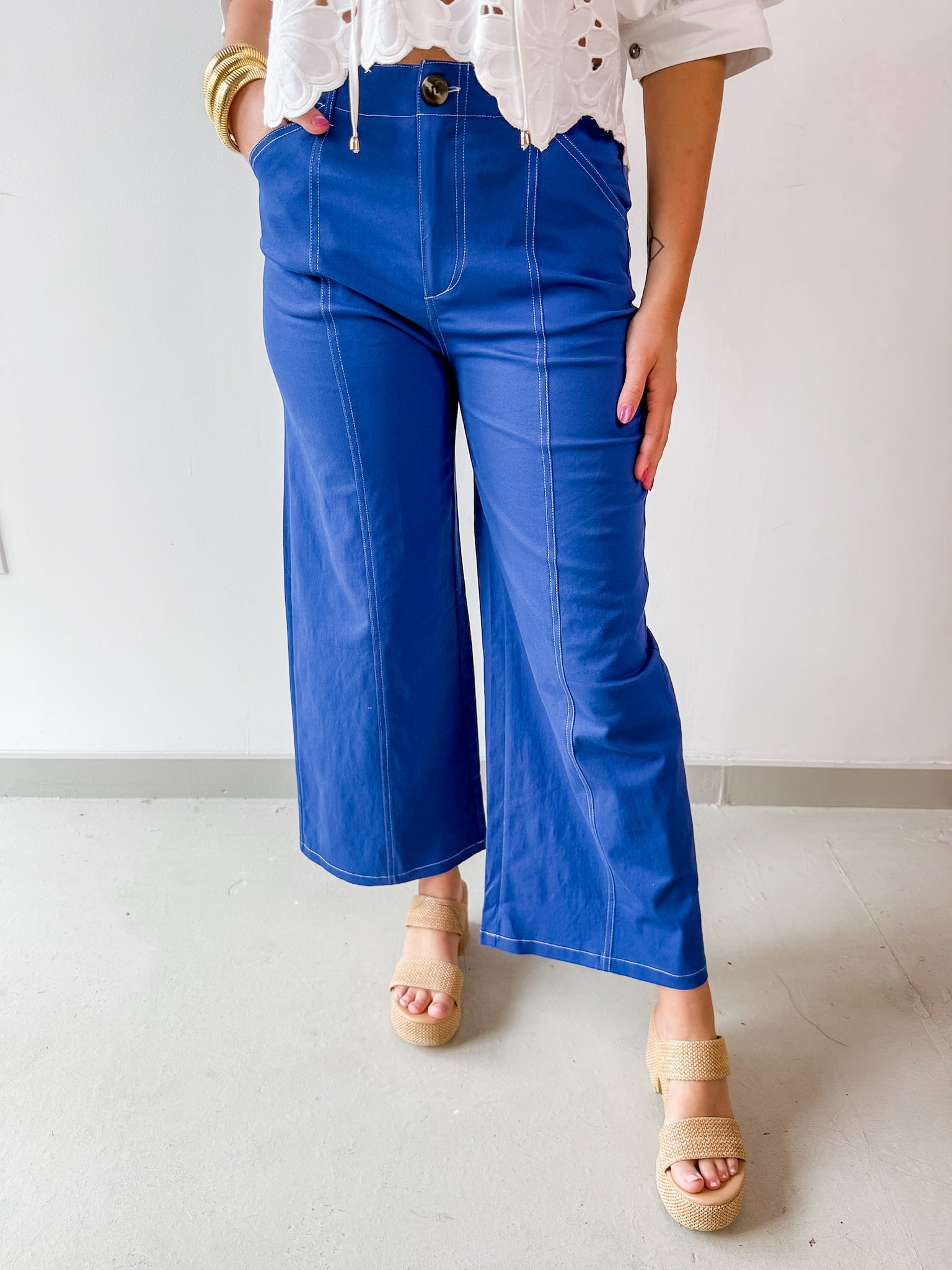 High Rise Seamed Crop Pants