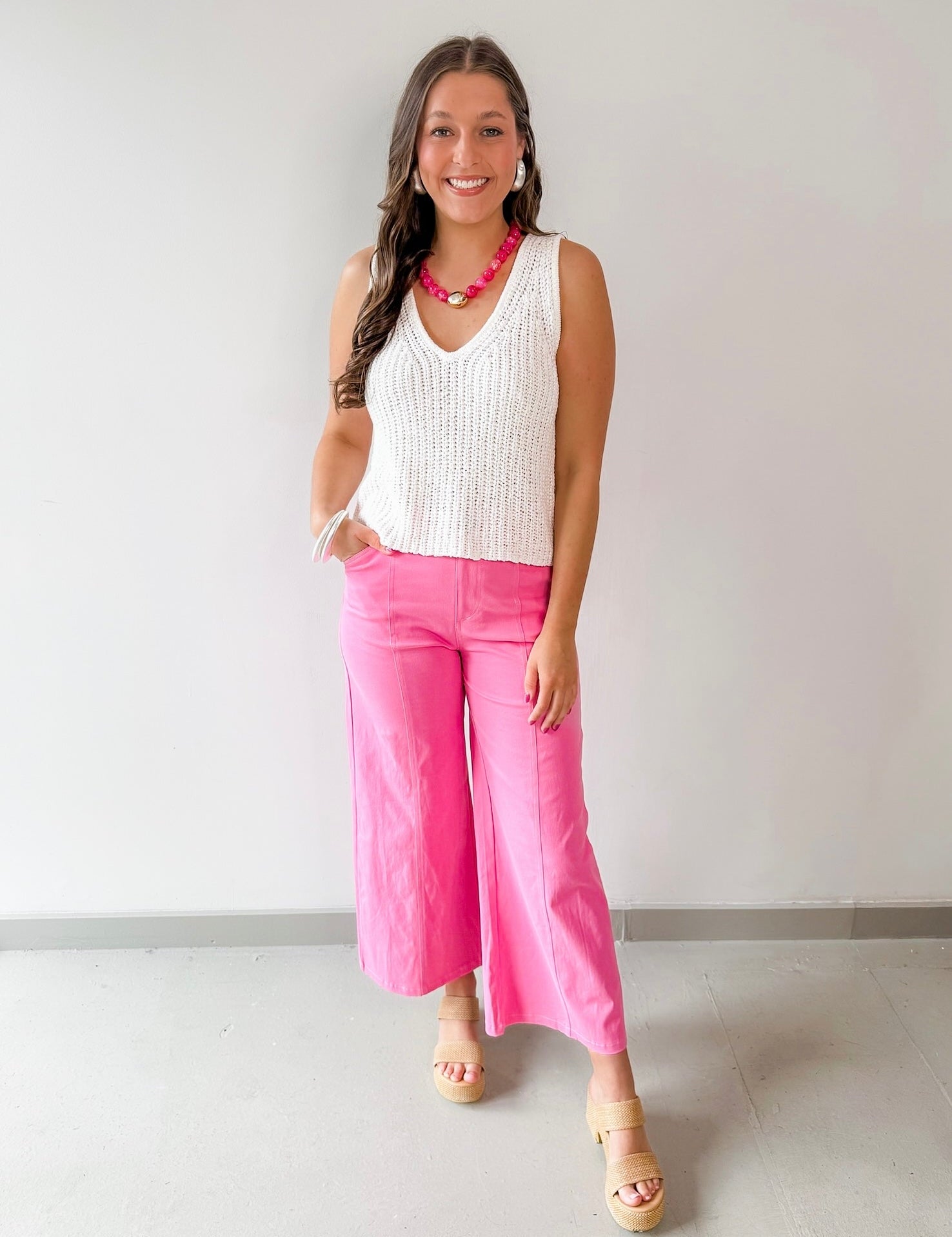 High Rise Seamed Crop Pants