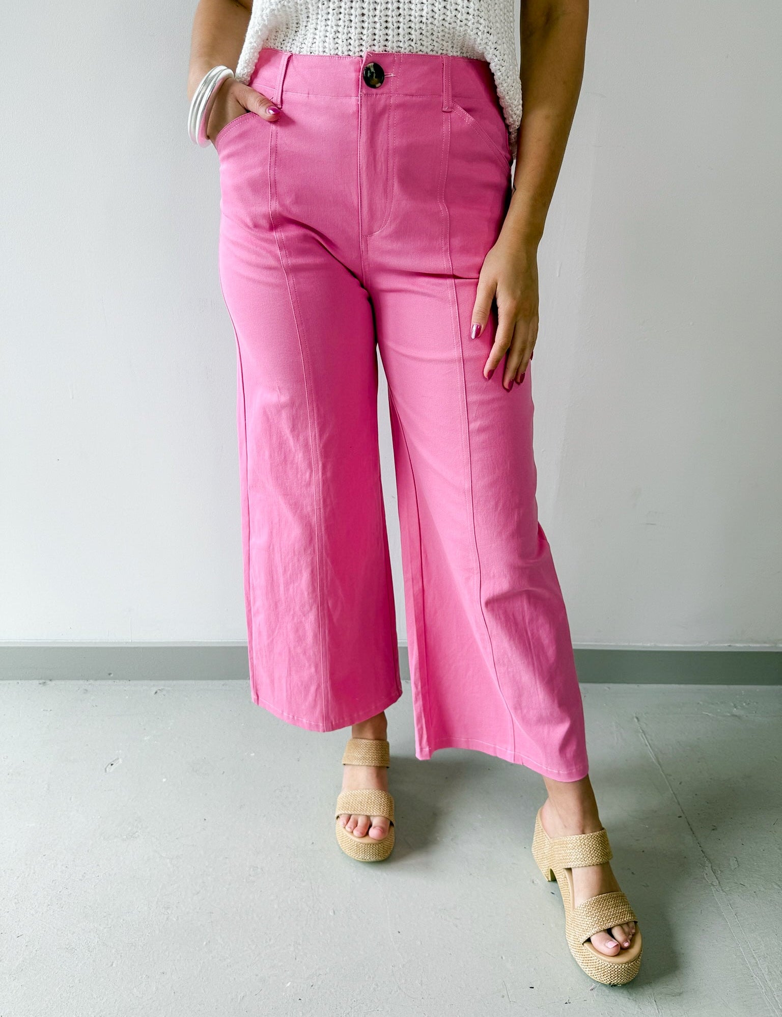 High Rise Seamed Crop Pants
