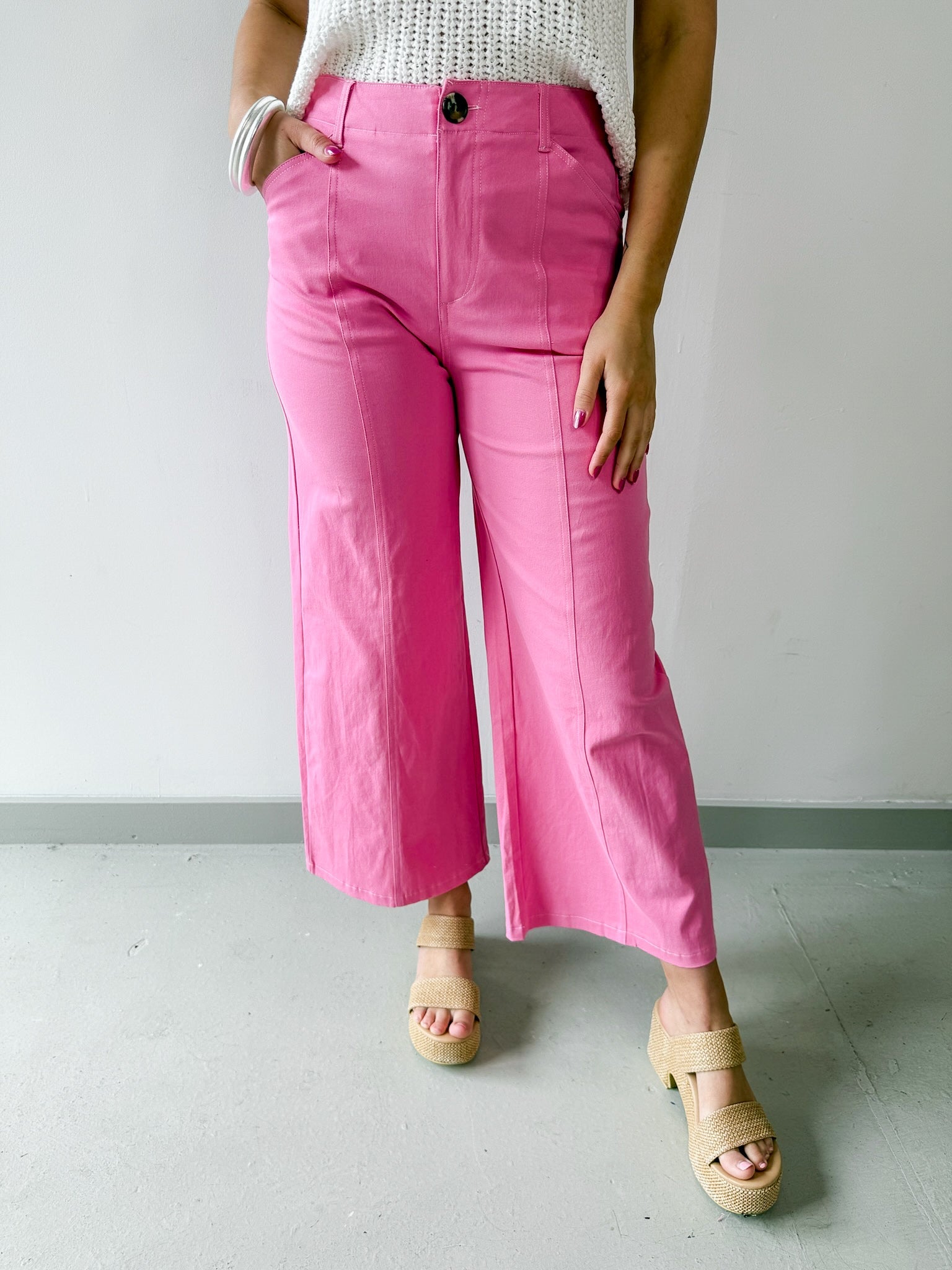 High Rise Seamed Crop Pants