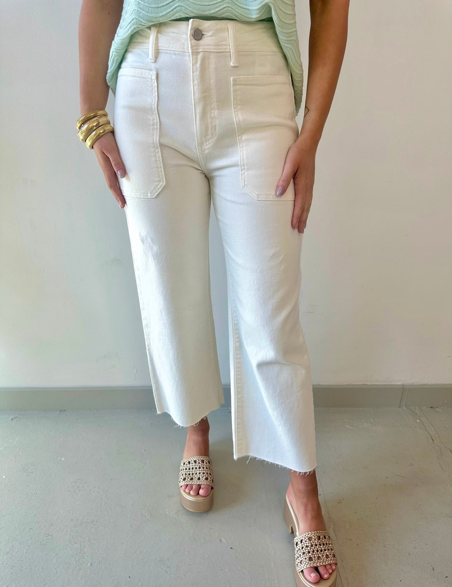 High Rise Utility Wide Leg Jeans