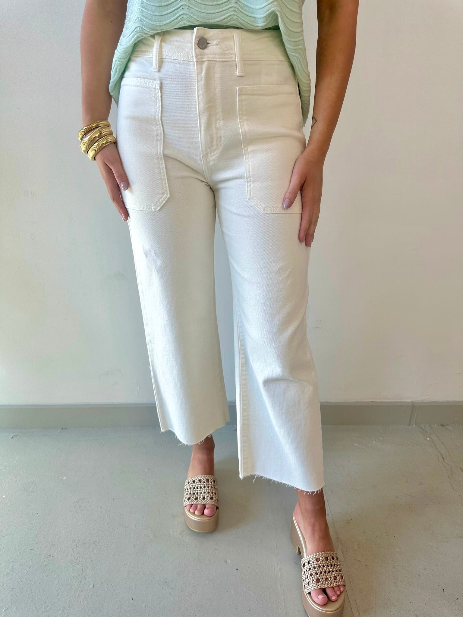 High Rise Utility Wide Leg Jeans