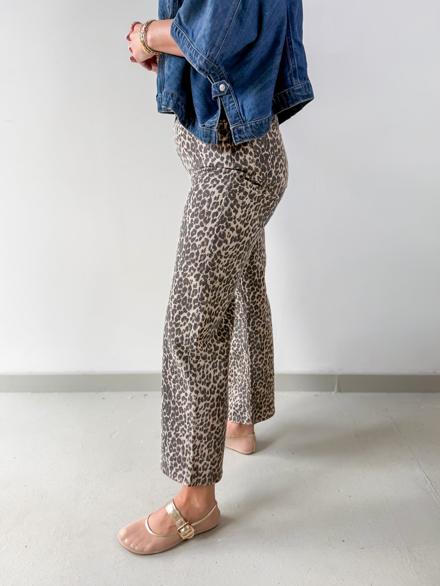 High Rise Vintage Straight Leopard Denim