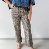 High Rise Vintage Straight Leopard Denim