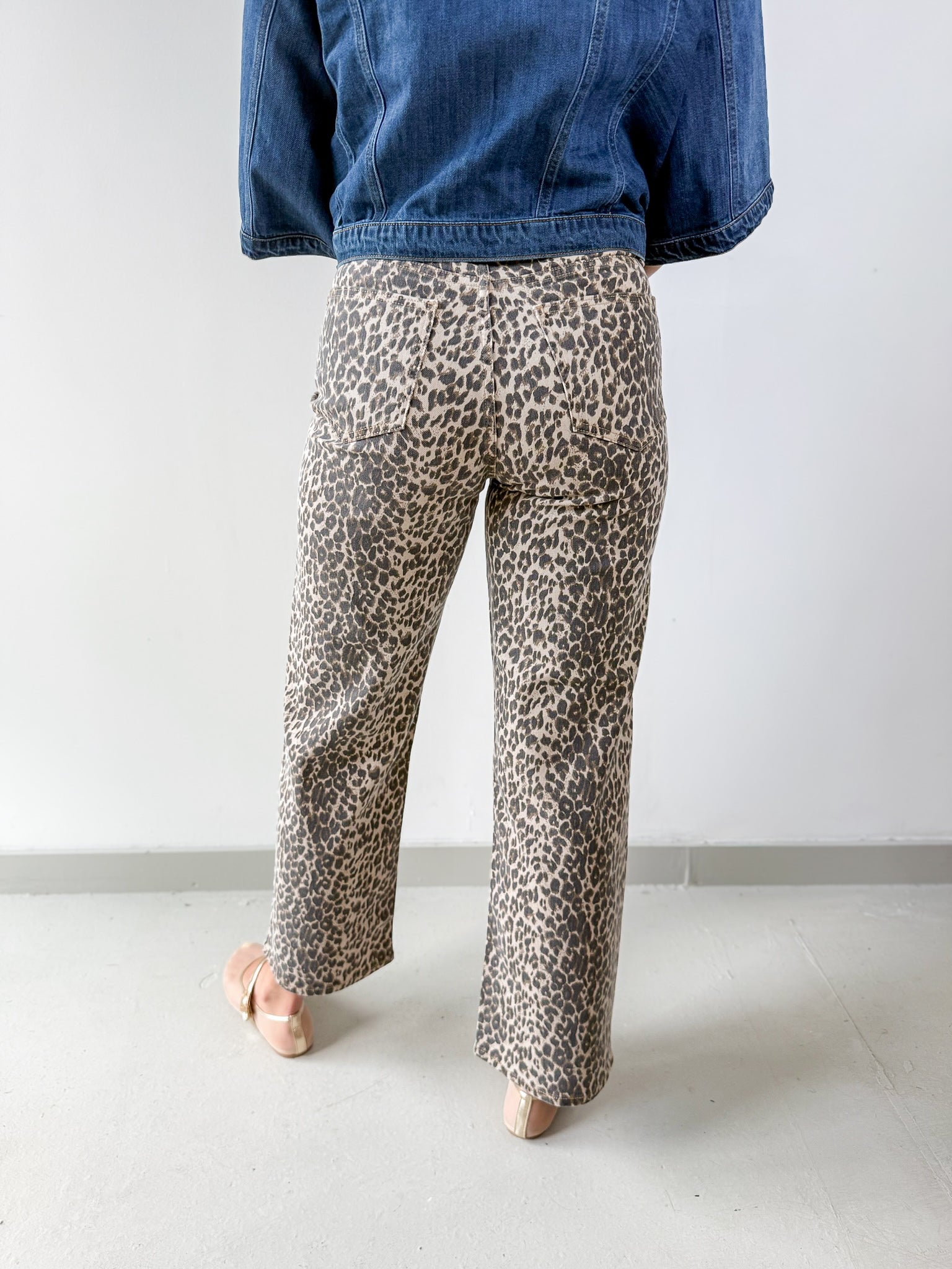 High Rise Vintage Straight Leopard Denim