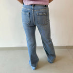High Rise Wide Flare Pocket Jean