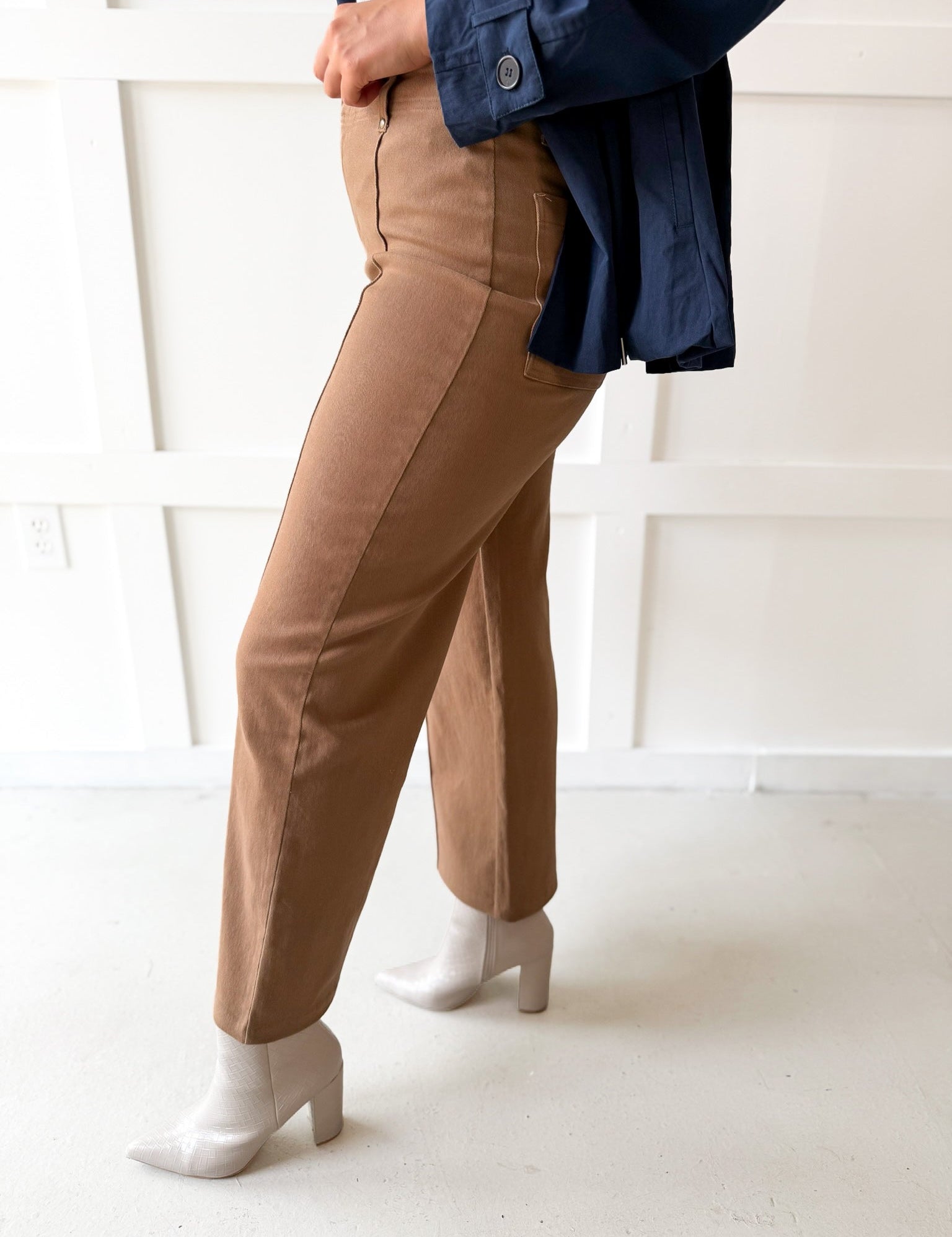 High Rise Wide Leg Pants- Mocha