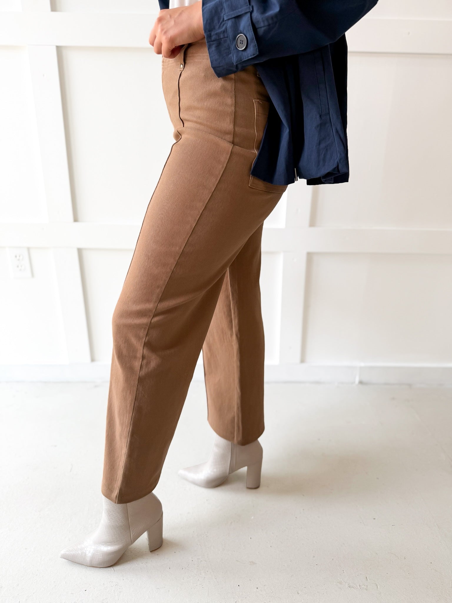 High Rise Wide Leg Pants- Mocha