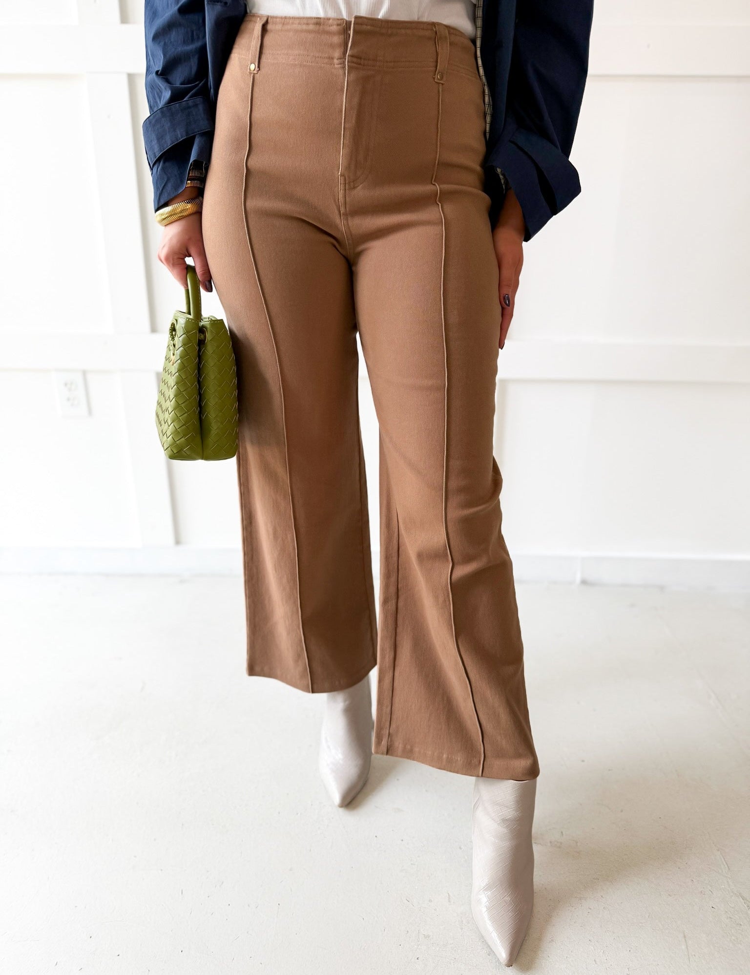 High Rise Wide Leg Pants- Mocha