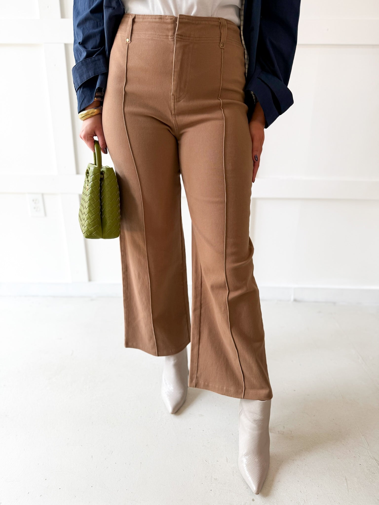 High Rise Wide Leg Pants- Mocha