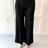 High Waist Wide Leg Ponte Pant- Black