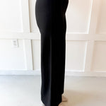 High Waist Wide Leg Ponte Pant- Black