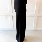 High Waist Wide Leg Ponte Pant- Black