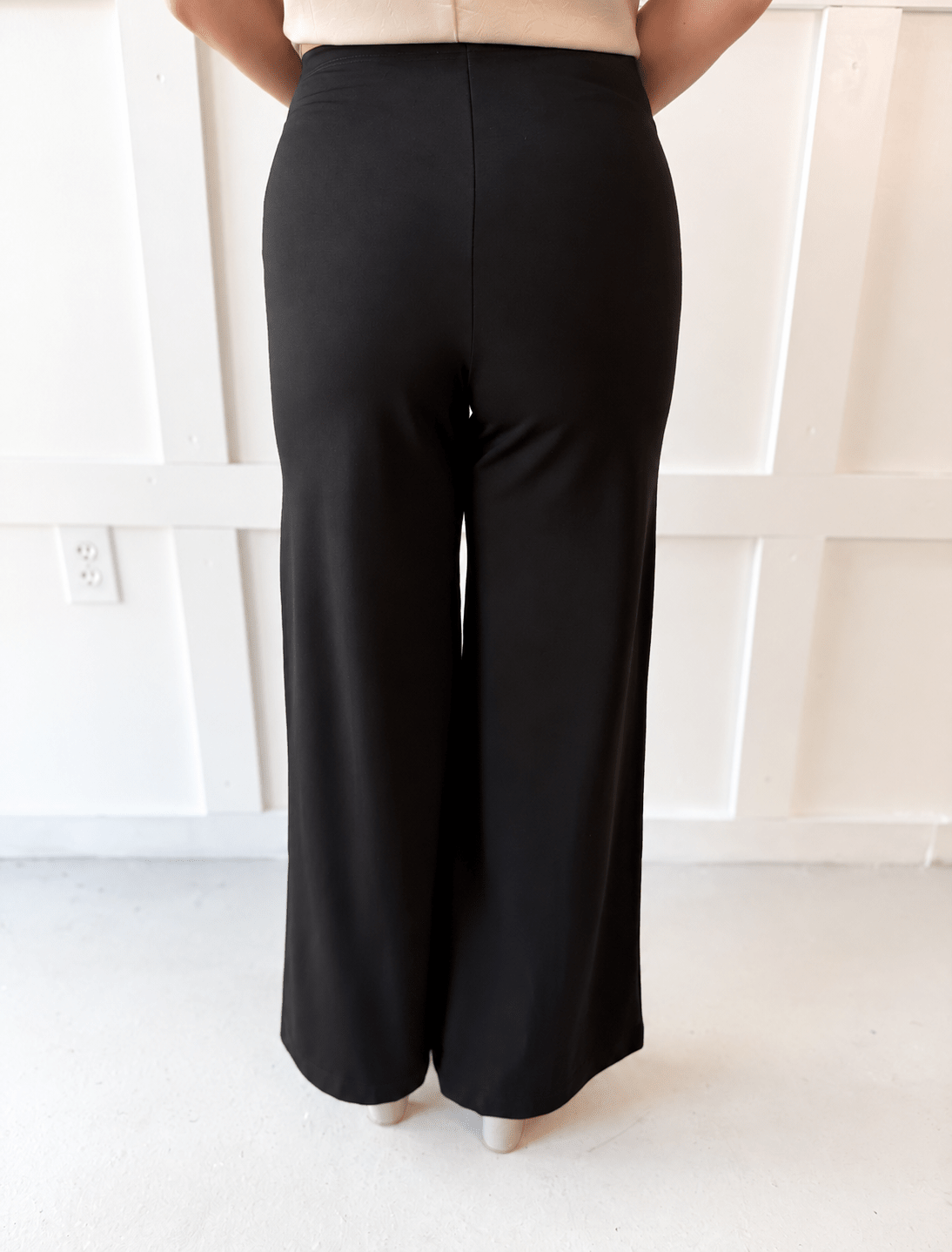 High Waist Wide Leg Ponte Pant- Black