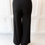 High Waist Wide Leg Ponte Pant- Black