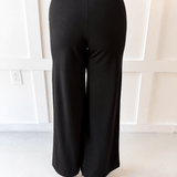 High Waist Wide Leg Ponte Pant- Black