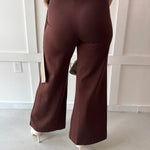 High Waist Wide Leg Ponte Pant- Mocha