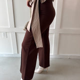 High Waist Wide Leg Ponte Pant- Mocha