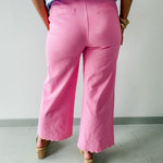 High Waist Wide Pants Featuring Scallop Trim