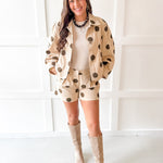 High Waisted Polka Dot Shorts- Beige