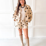High Waisted Polka Dot Shorts- Beige
