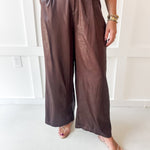 High Waisted Tailored Wide Leg Pants - Brown
