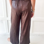 High Waisted Tailored Wide Leg Pants - Brown