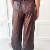 High Waisted Tailored Wide Leg Pants - Brown