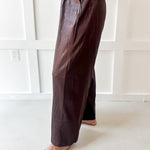 High Waisted Tailored Wide Leg Pants - Brown