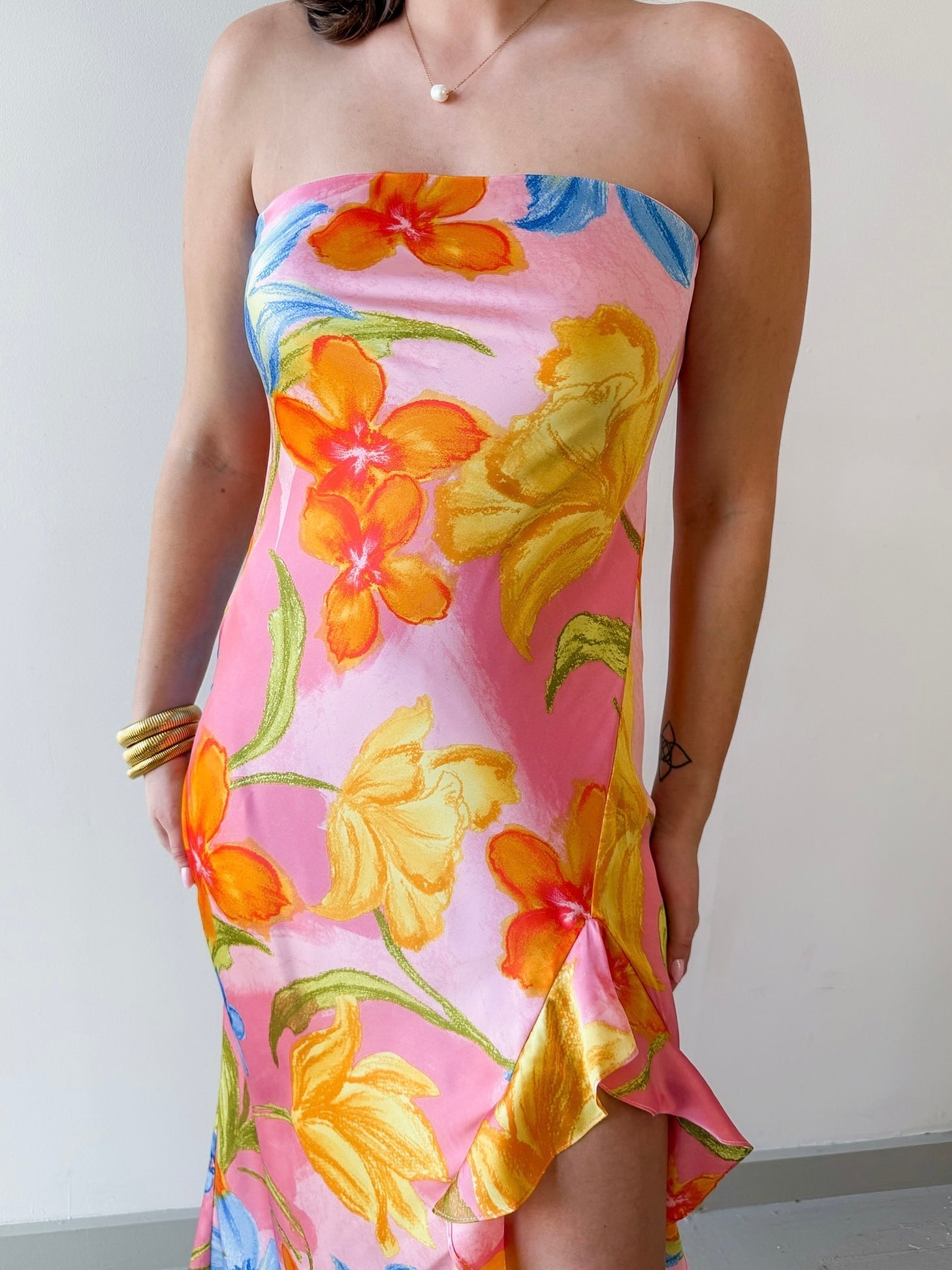 Honey Suckle Strapless Maxi Dress