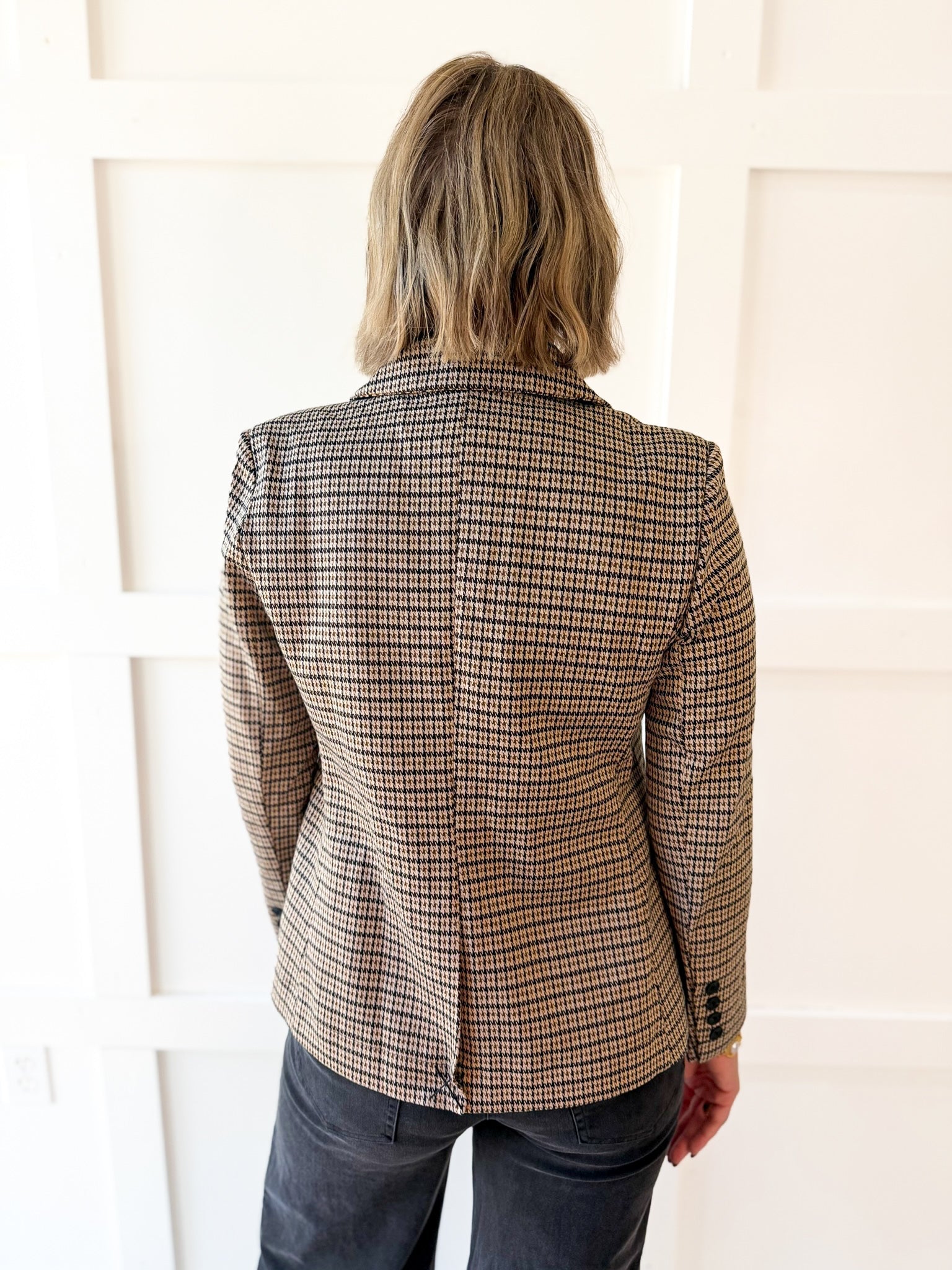 Houndstooth Blazer - Brown