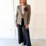 Houndstooth Blazer - Brown