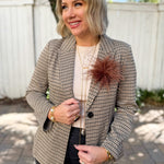 Houndstooth Blazer - Brown