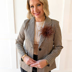 Houndstooth Blazer - Brown