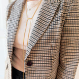 Houndstooth Blazer - Brown