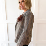 Houndstooth Blazer - Brown
