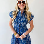 Indigo Fish Print Dress
