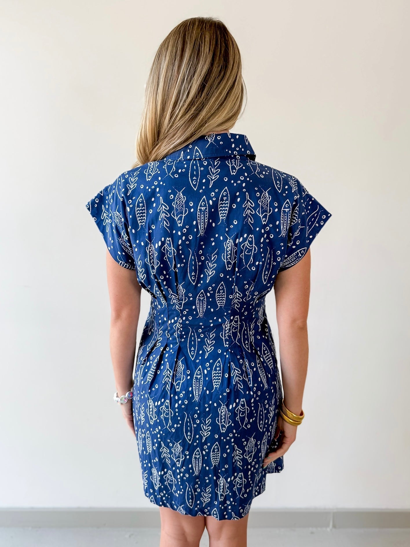 Indigo Fish Print Dress