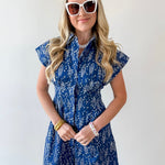 Indigo Fish Print Dress
