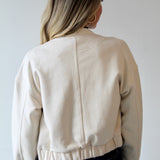 Ivory Suede Bomber Jacket