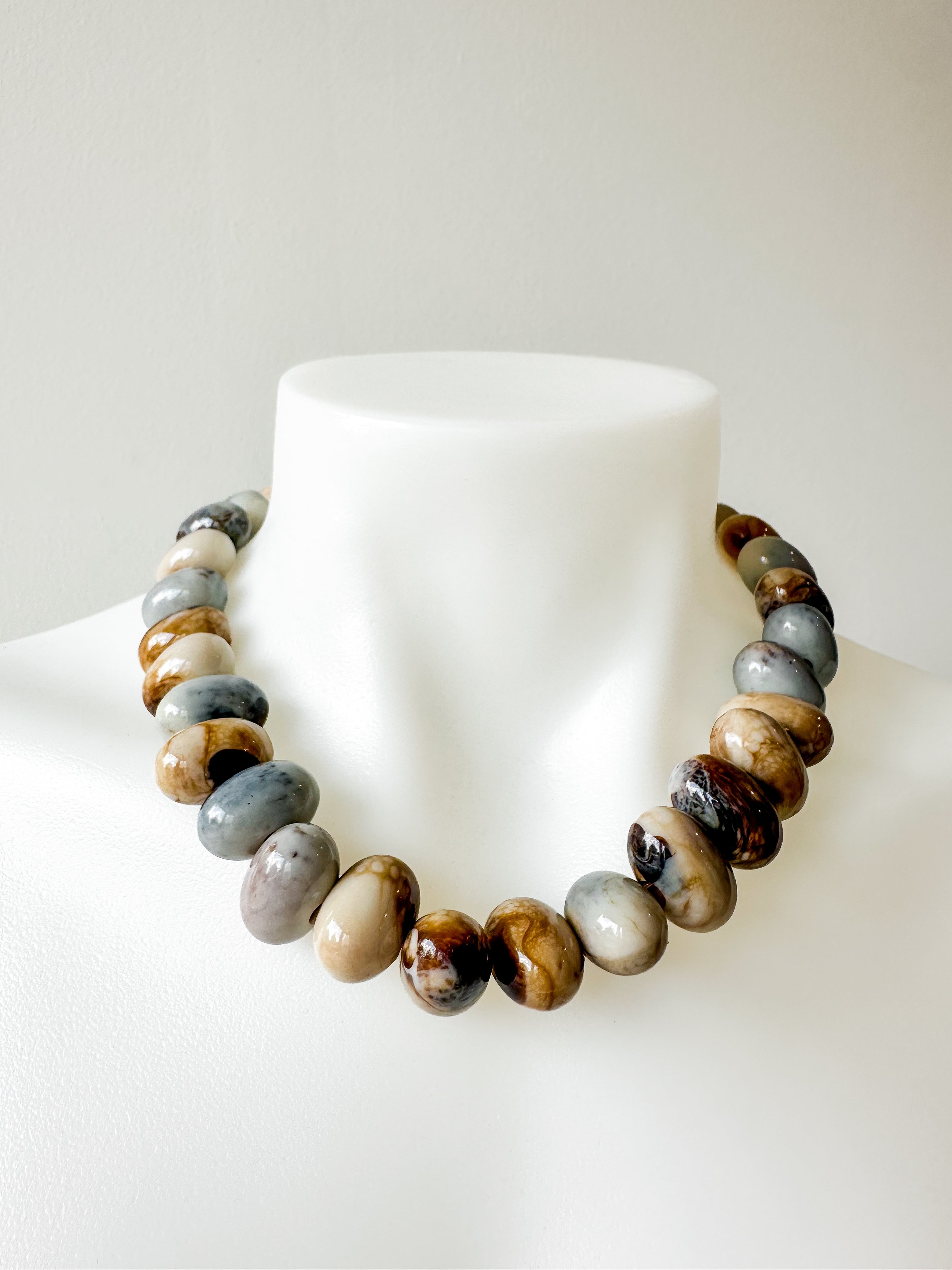 Ivory/Brown Bead Necklace