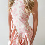 Jacquard Asymmetrical Ruffled Dress
