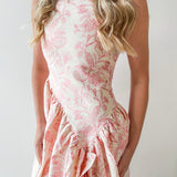 Jacquard Asymmetrical Ruffled Dress