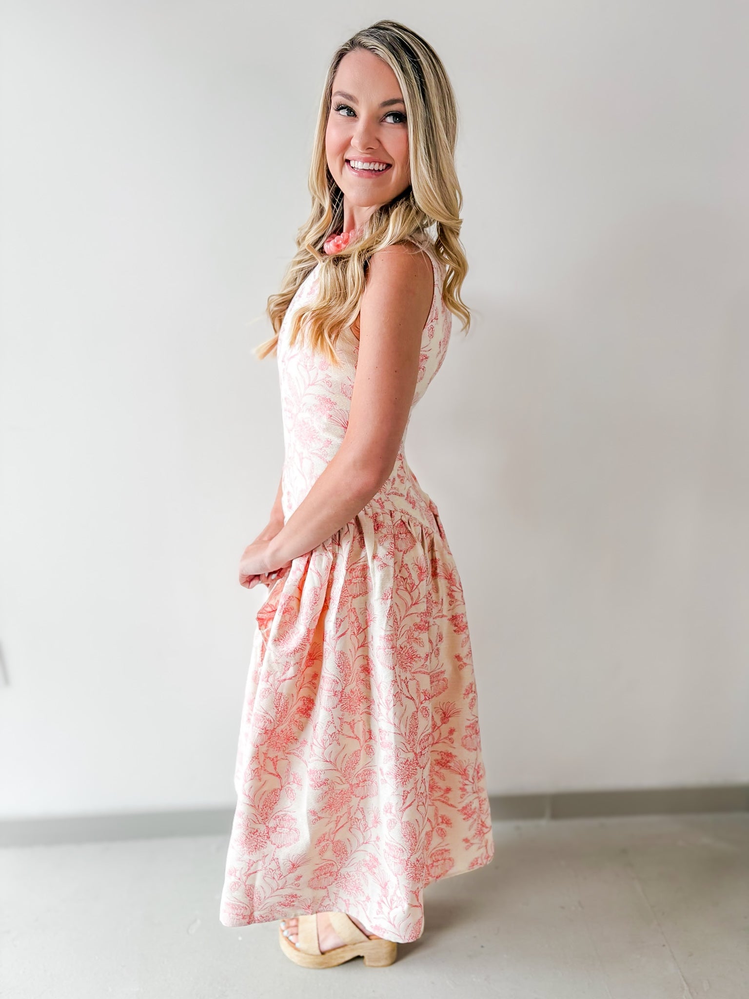 Jacquard Asymmetrical Ruffled Dress