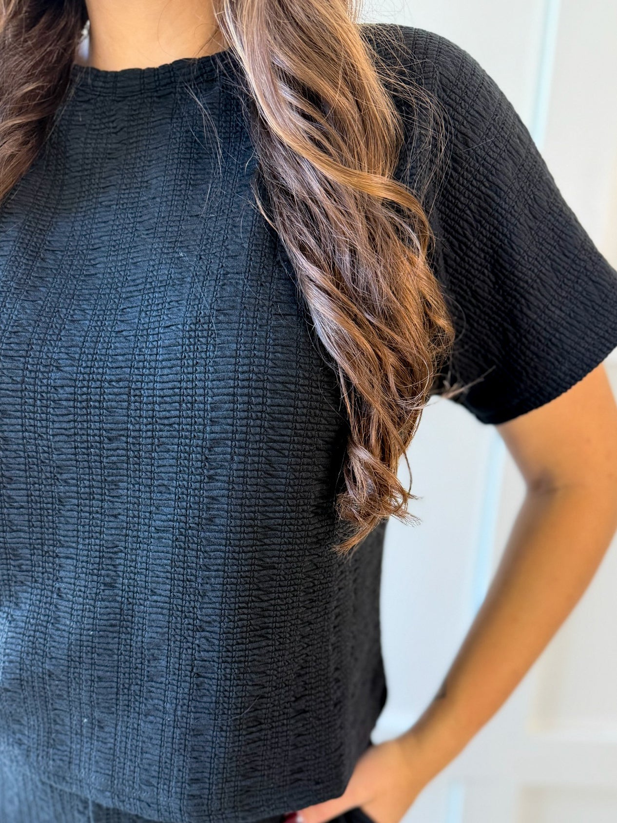 Jacquard Top & Pants Set - Black